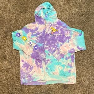 Over sized Tie Dye rug rats zip up hoodie